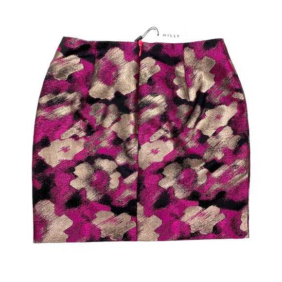 Milly Metallic Floral Jacquard Mini Skirt size 4 - Picture 2 of 4
